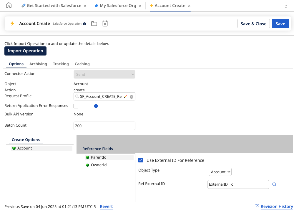 Example of a configured application operation.