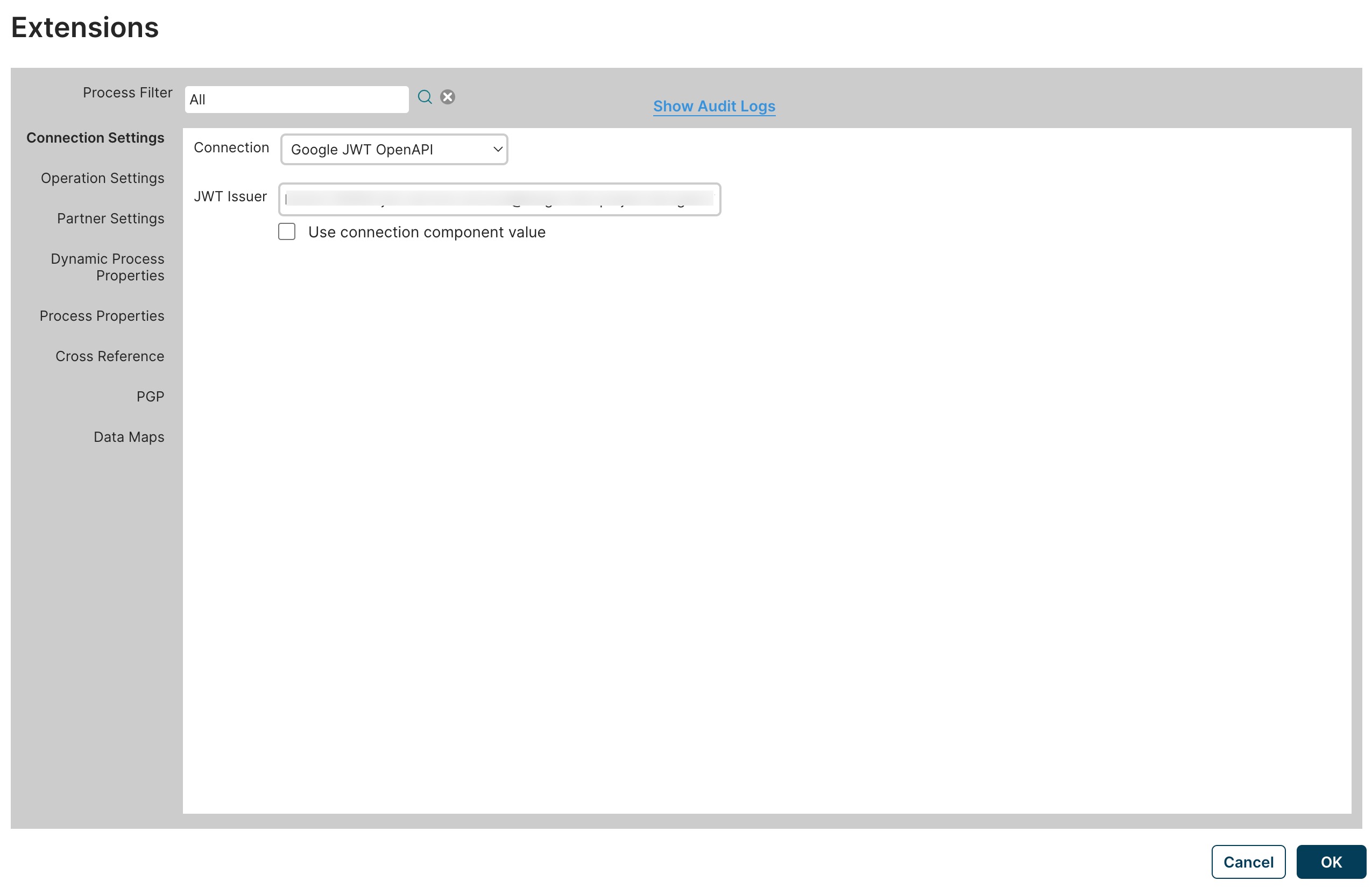 Environment Extensions dialog