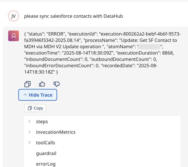 example of an integration failure with data passthrough