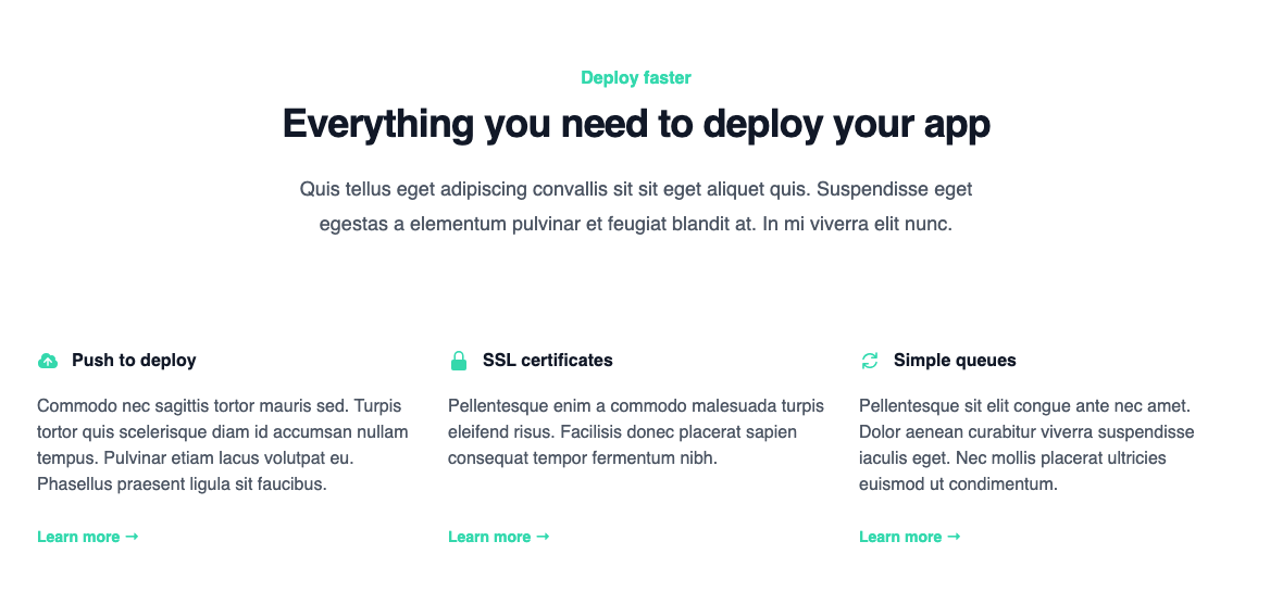 FeatureSections - SimpleThreeColumnWithSmallicons