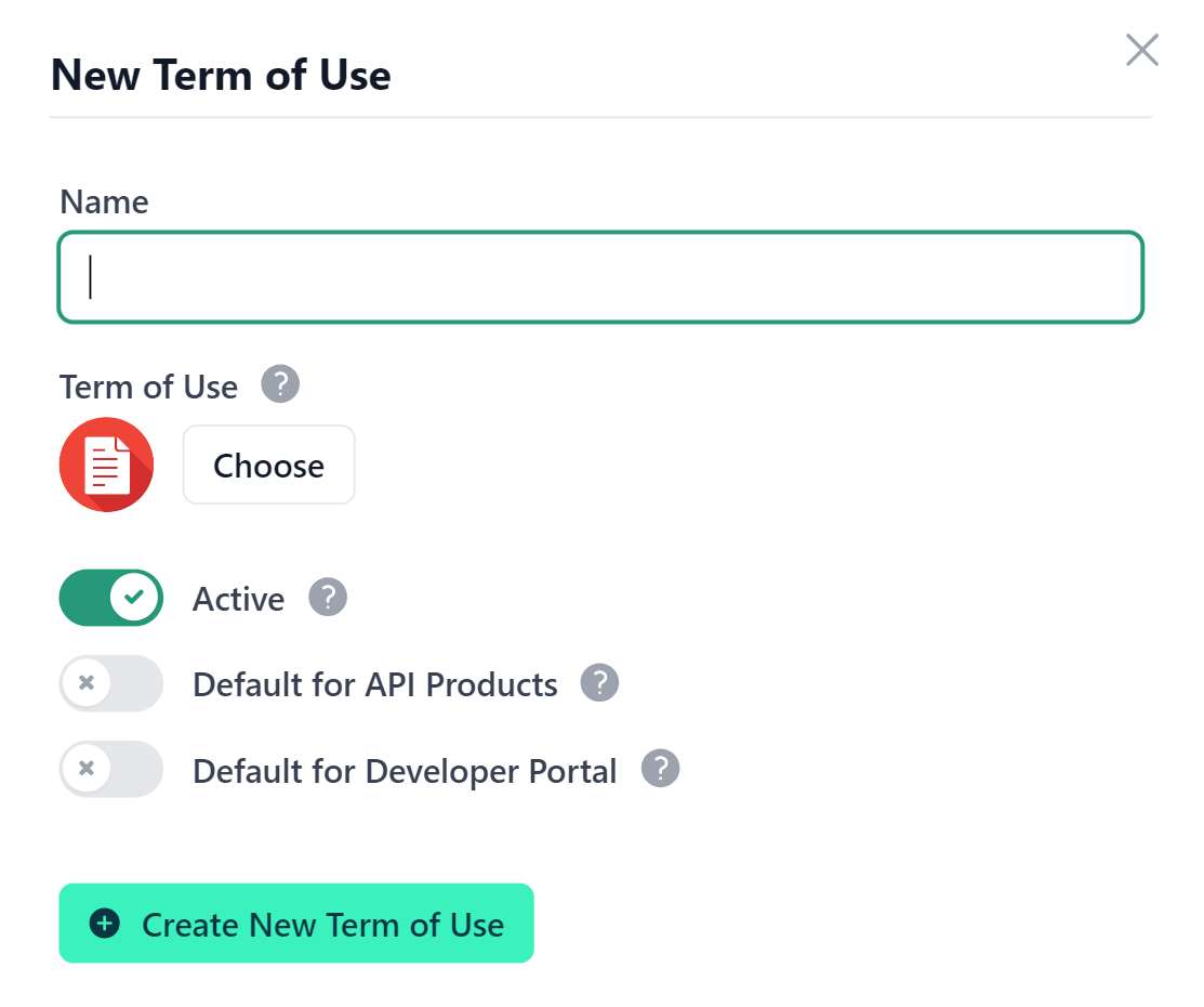Configuration - Terms of Use- Create new Terms of Use