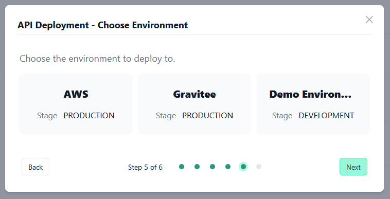 Administration Portal - Create API - Choose Environment