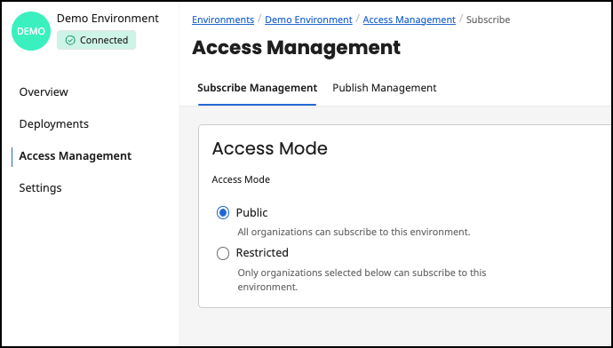 Administration Portal - Environment Access Management