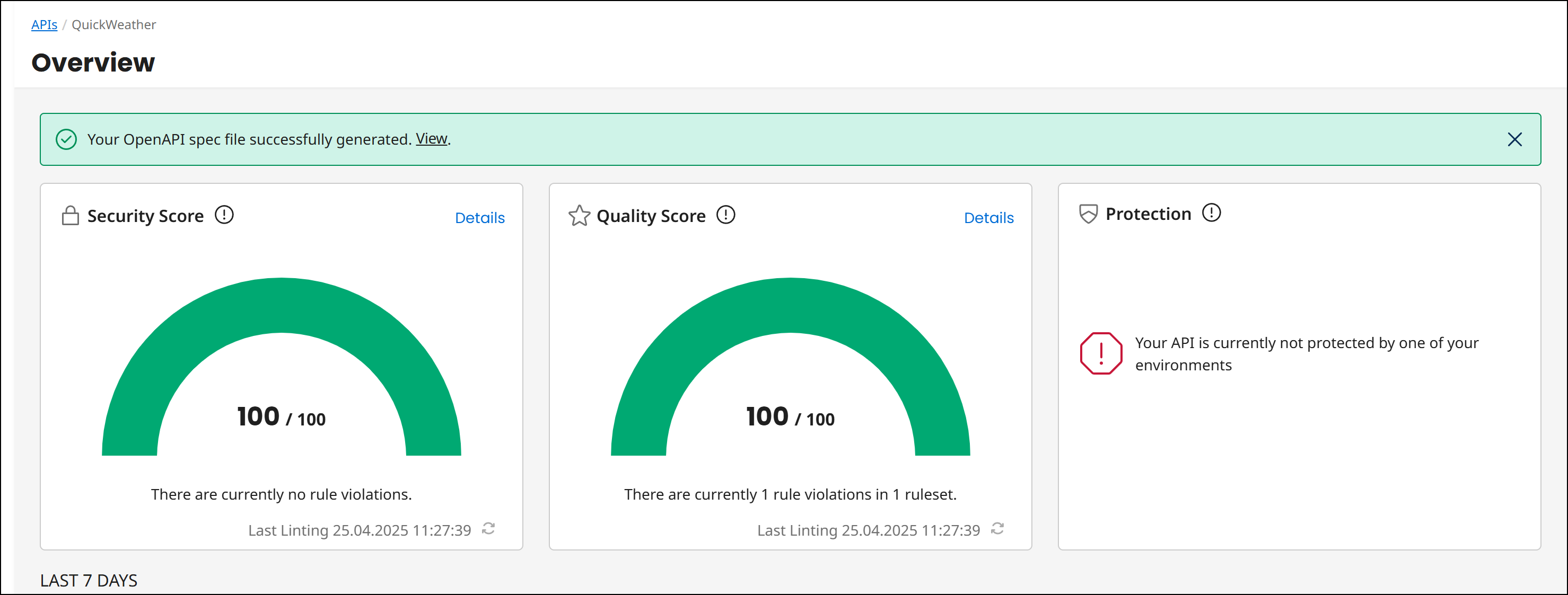 OpenAPI Specification score