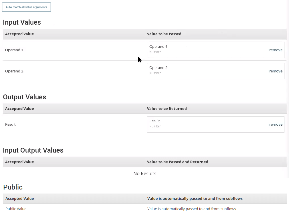 Subflow value passing