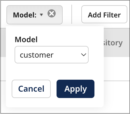Dialog for filtering the reports list by domain