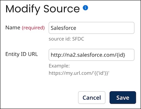 Field of a modified source that shows how you can change the name but not the source ID
