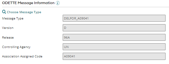 ODETTE Message Information section of the EDI profile's Options tab