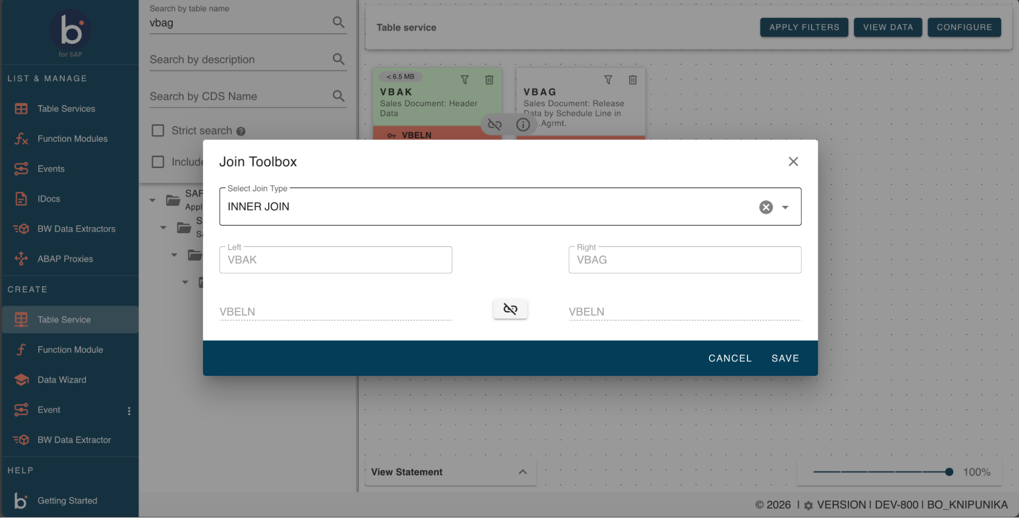 Boomi for SAP Join Types popup
